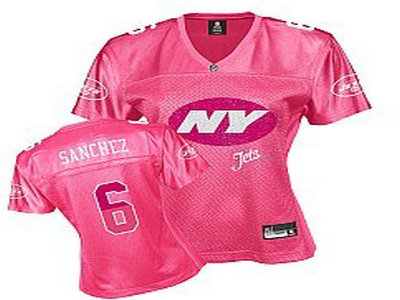 Jets #6 Mark Sanchez Pink 2011 Women's Fem Fan Stitched NFL Jersey